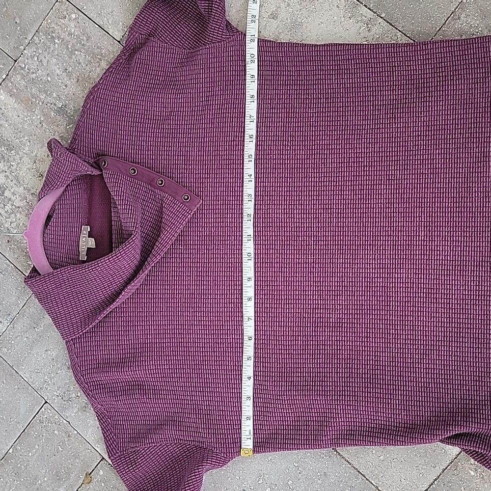 Lilla P Long Sleeve Waffle Knit Snap Collar Sweater Oversized Relax Fit Sz S - Picture 6 of 7